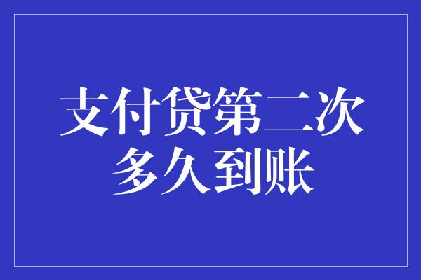 支付贷第二次多久到账