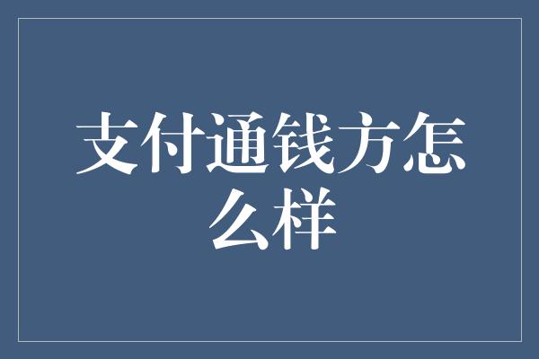 支付通钱方怎么样