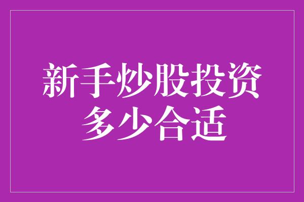 新手炒股投资多少合适