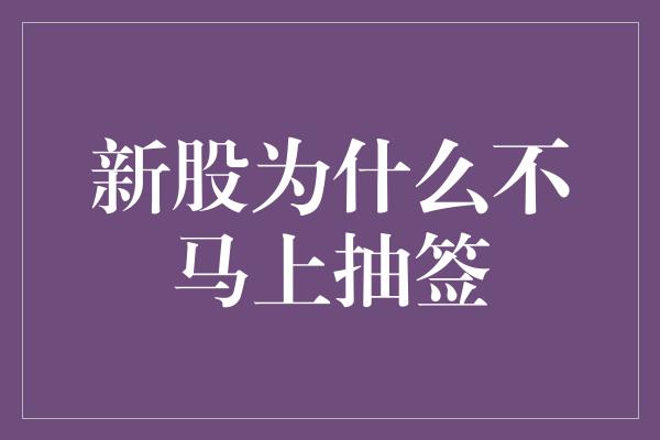 新股为什么不马上抽签