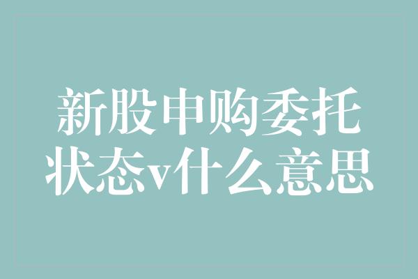 新股申购委托状态v什么意思