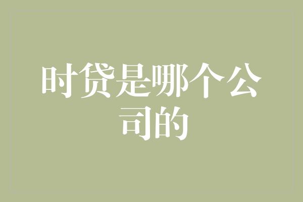 时贷是哪个公司的