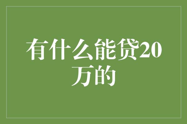 有什么能贷20万的