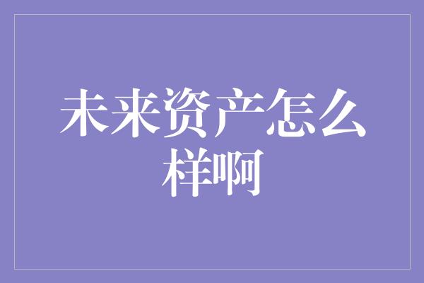 未来资产怎么样啊