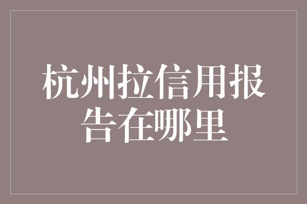 杭州拉信用报告在哪里