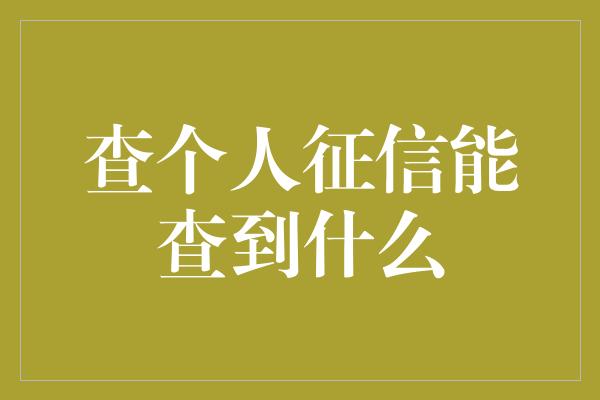 查个人征信能查到什么