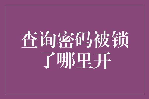 查询密码被锁了哪里开