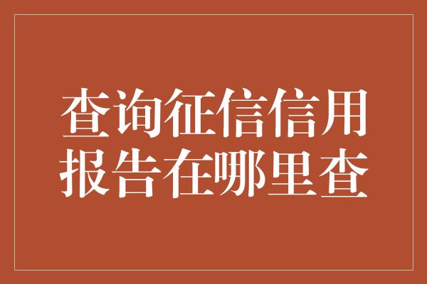 查询征信信用报告在哪里查