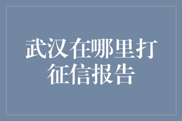 武汉在哪里打征信报告