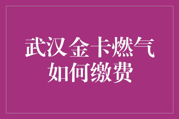 武汉金卡燃气如何缴费