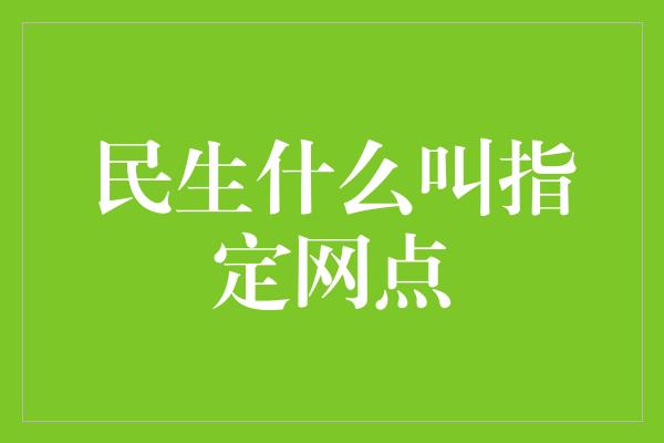 民生什么叫指定网点