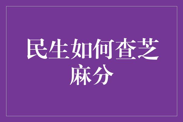 民生如何查芝麻分