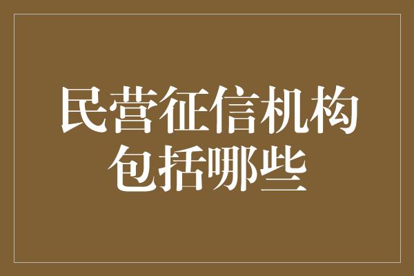 民营征信机构包括哪些