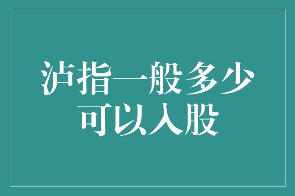 泸指一般多少可以入股