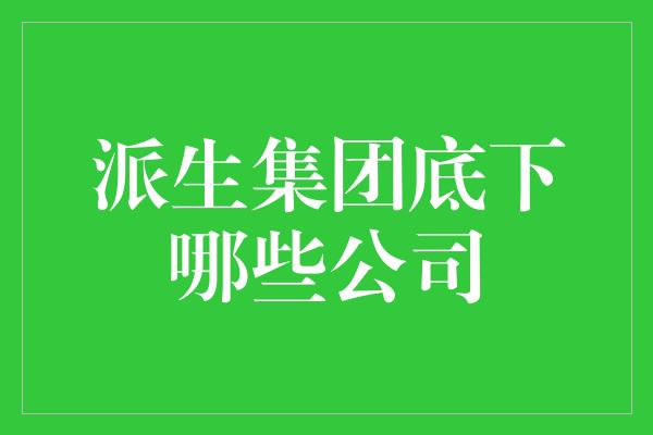 派生集团底下哪些公司