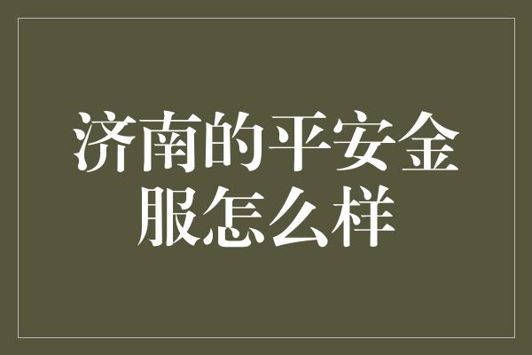 济南的平安金服怎么样