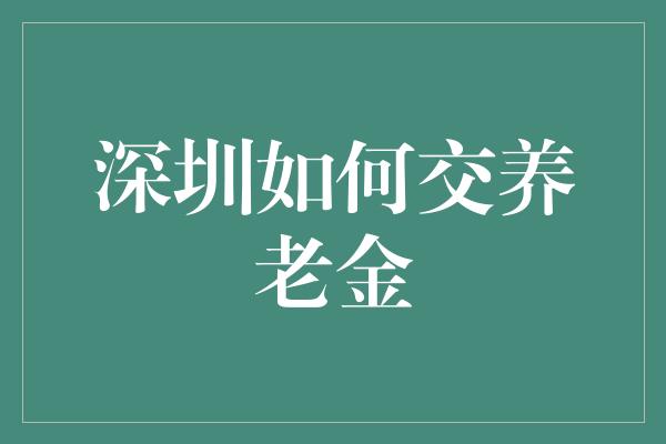 深圳如何交养老金