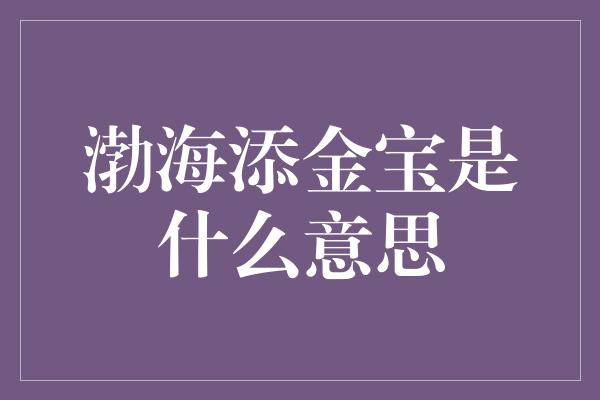 渤海添金宝是什么意思