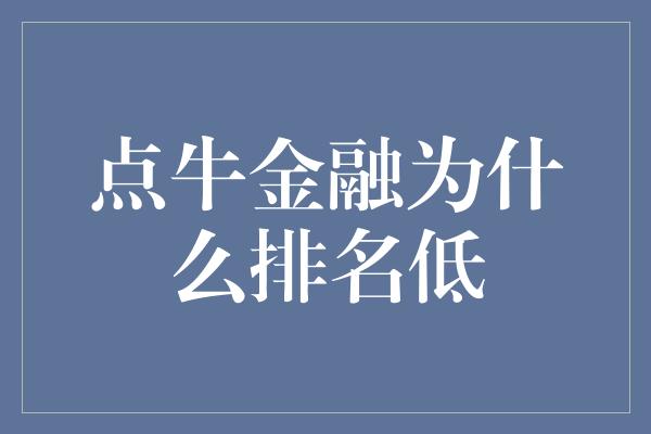 点牛金融为什么排名低