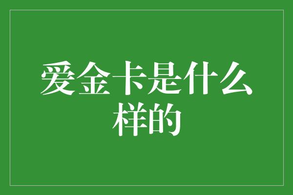 爱金卡是什么样的