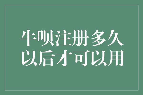 牛呗注册多久以后才可以用