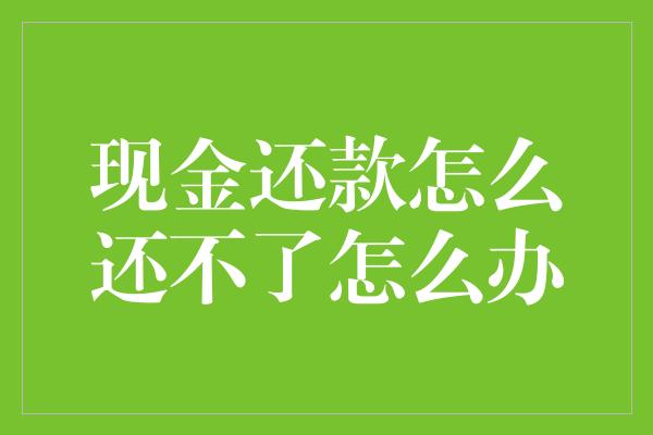 现金还款怎么还不了怎么办