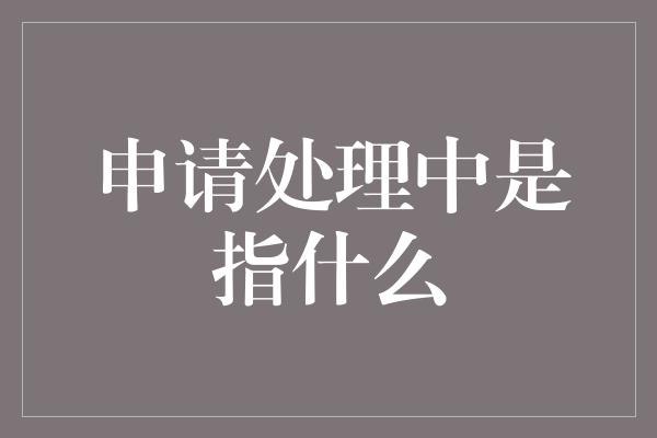 申请处理中是指什么