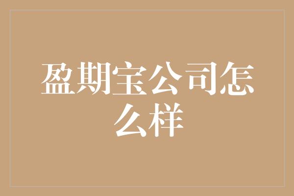 盈期宝公司怎么样