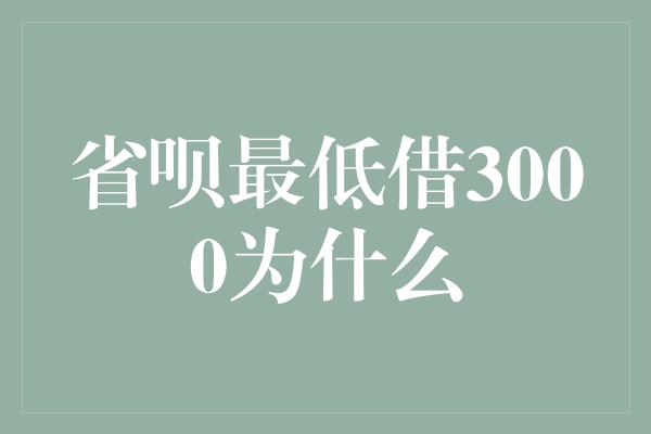 省呗最低借3000为什么