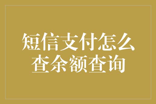 短信支付怎么查余额查询