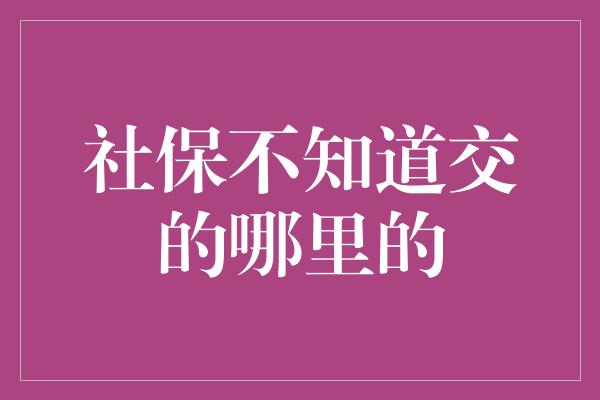 社保不知道交的哪里的