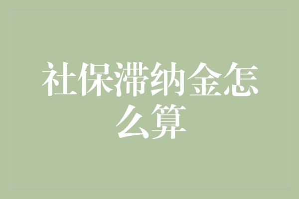 社保滞纳金怎么算