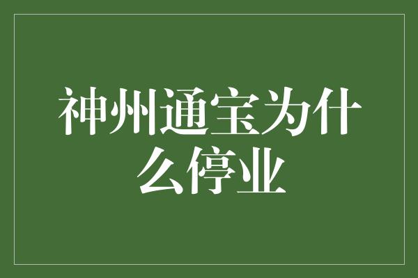 神州通宝为什么停业