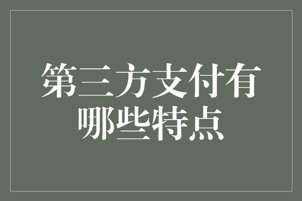 第三方支付有哪些特点