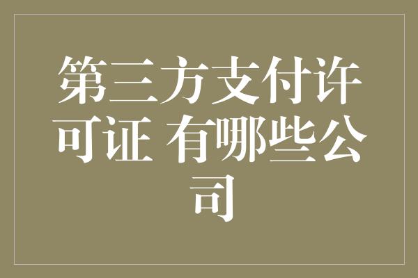 第三方支付许可证 有哪些公司