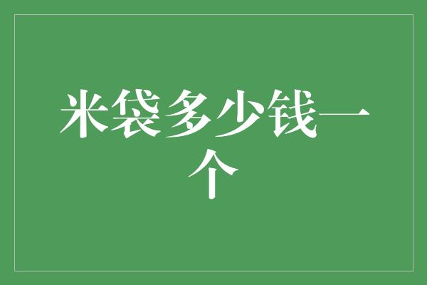 米袋多少钱一个