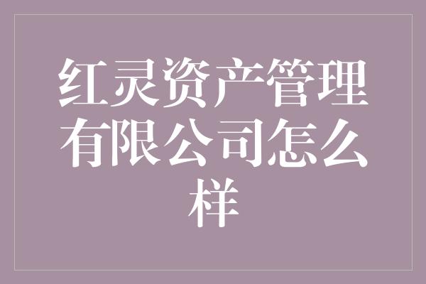 红灵资产管理有限公司怎么样