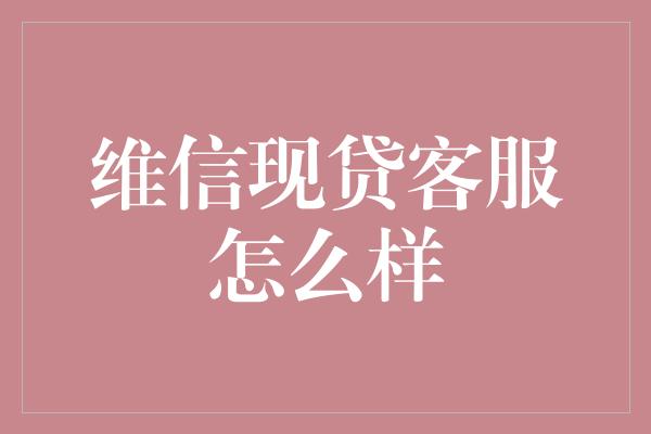 维信现贷客服怎么样