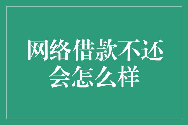 网络借款不还会怎么样