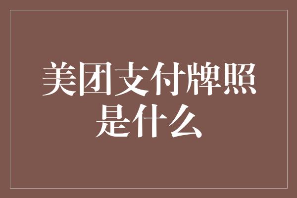 美团支付牌照是什么