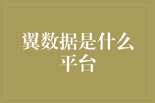 翼数据是什么平台