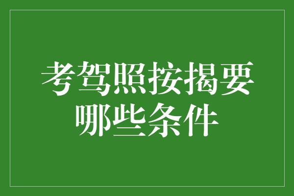 考驾照按揭要哪些条件