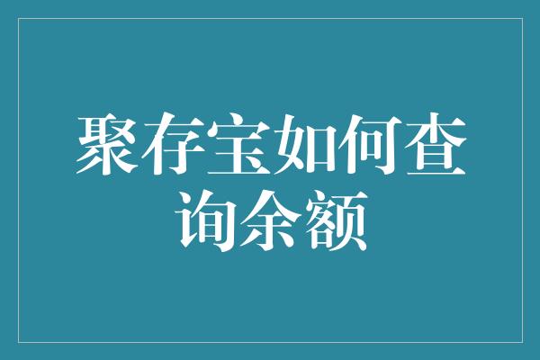 聚存宝如何查询余额