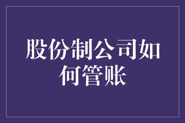 股份制公司如何管账