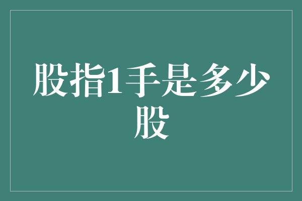 股指1手是多少股