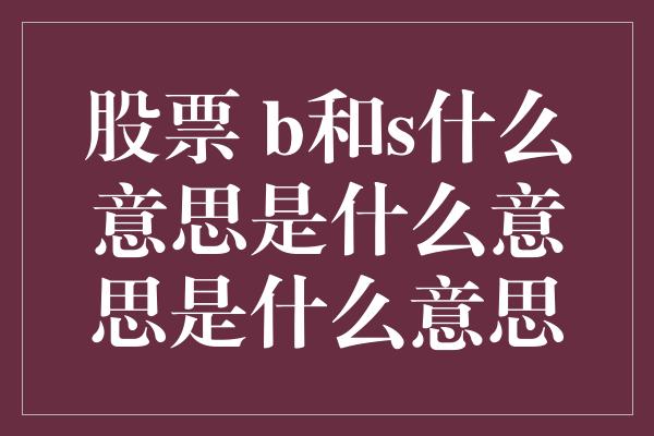 股票 b和s什么意思是什么意思是什么意思