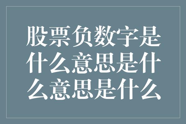 股票负数字是什么意思是什么意思是什么