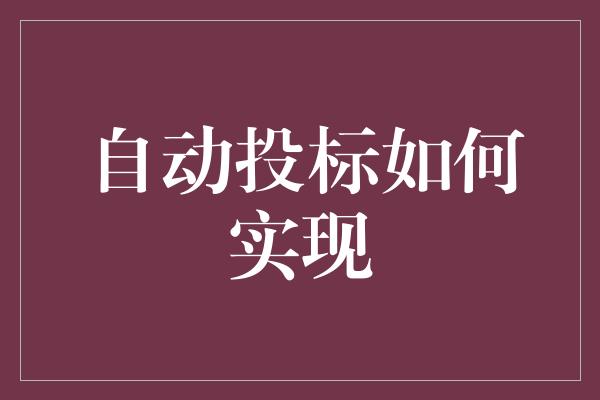 自动投标如何实现