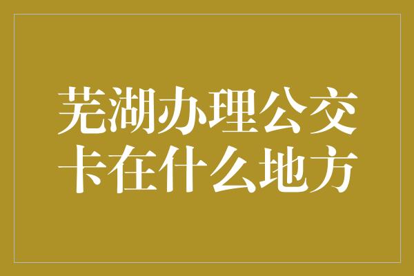 芜湖办理公交卡在什么地方