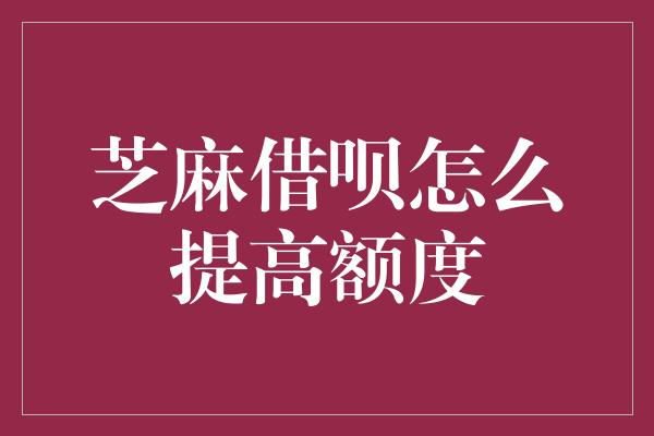 芝麻借呗怎么提高额度